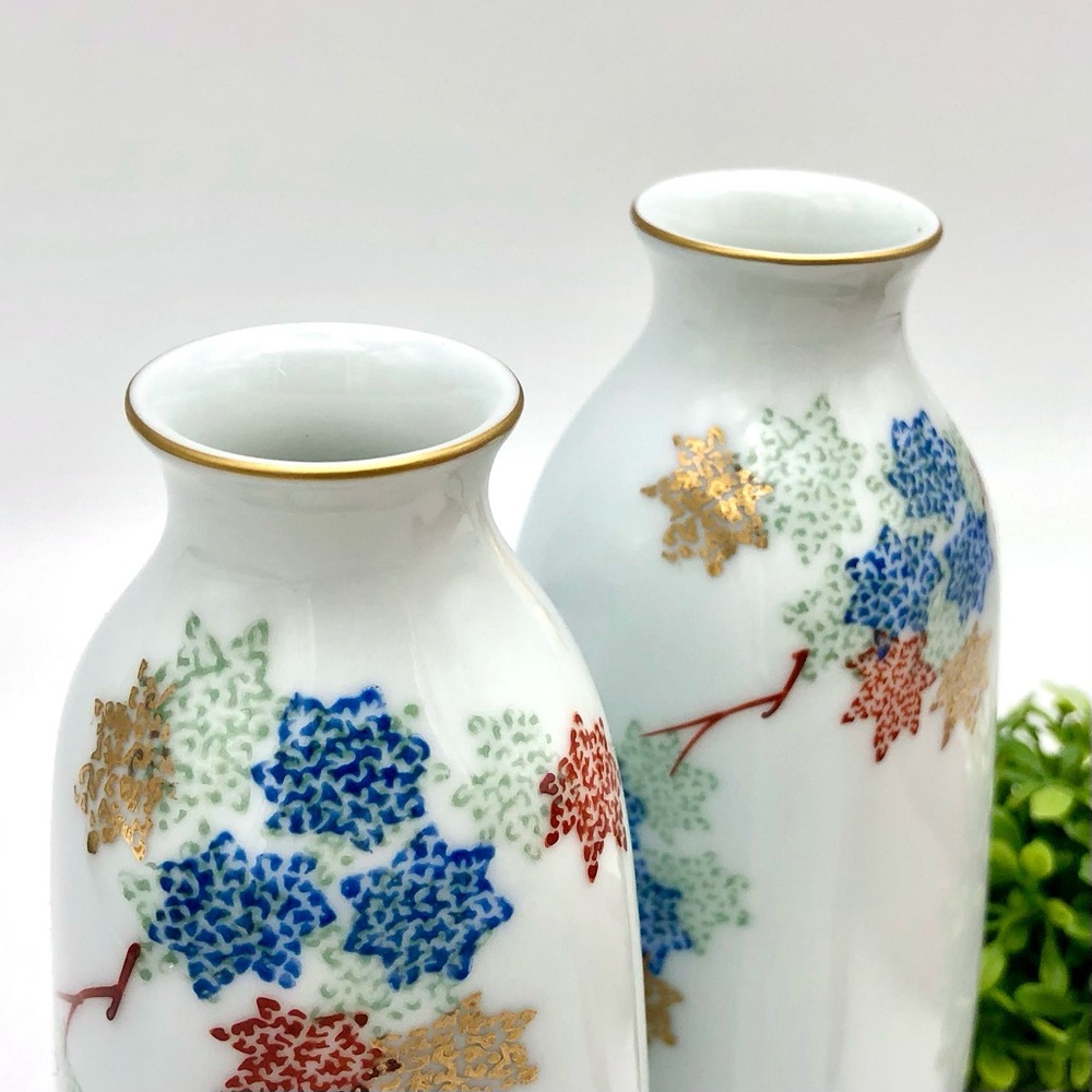 Vtg Fukagawa Sake Decanter Matching Set Porcelain Bud Vase Gold Gilt Arita Japan - Picture 2 of 9